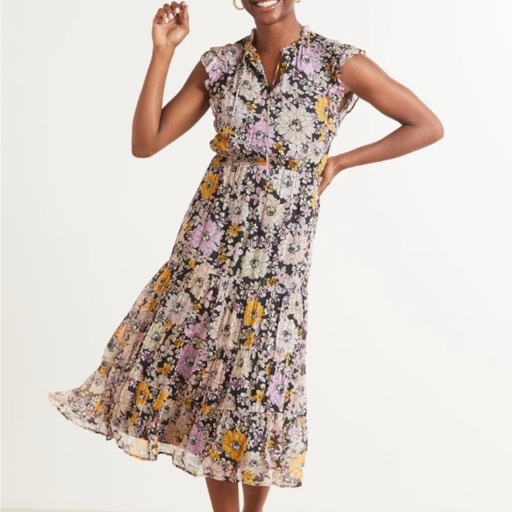 Bb Dakota by Steve Madden Floral Chiffon Midi Dress Size XS